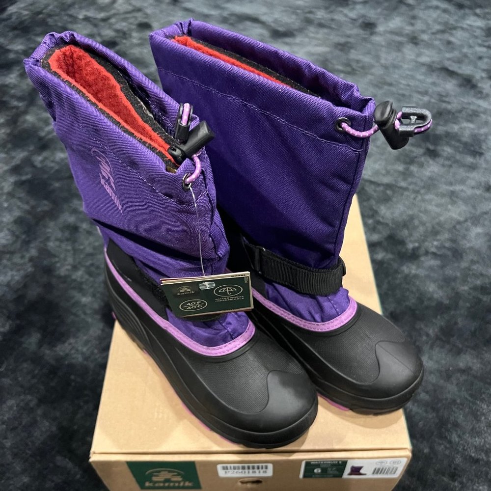 NIB Girls Size 6 Kamik Boots Waterbug Purple